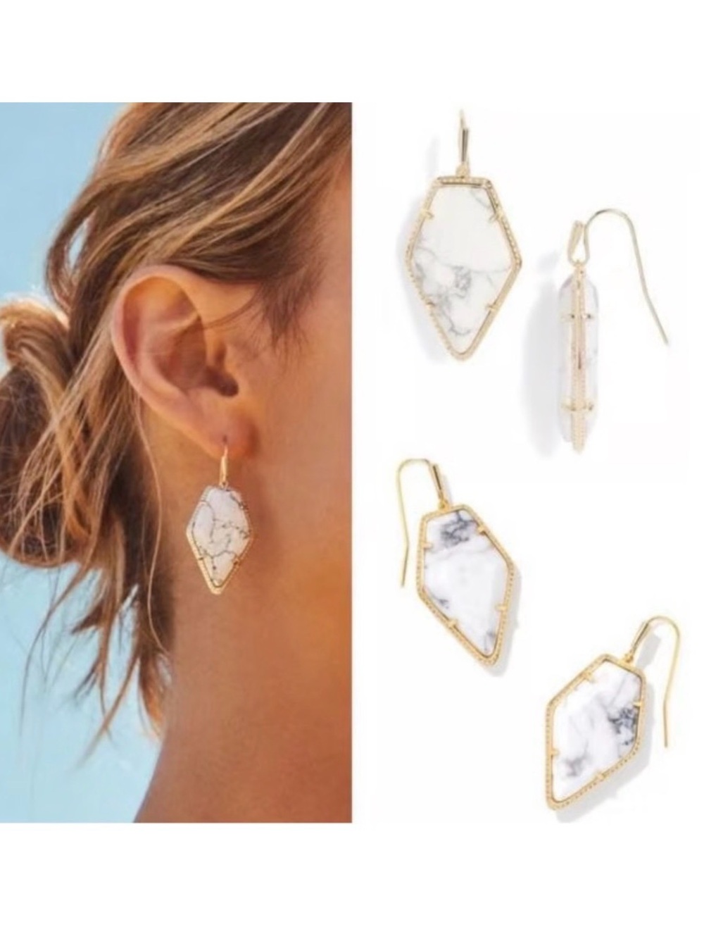 Kendra Scott “Tessa” White Howlite drop earrings NWOT - Picture 2 of 7